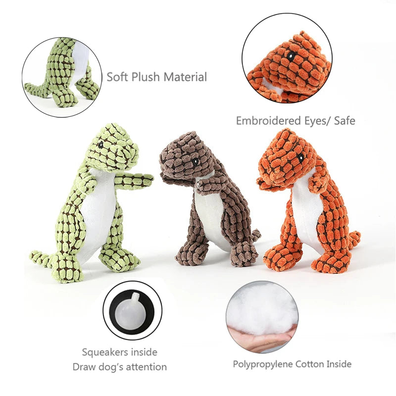 Dinosaur Plush Dog Squeaky Interactive Toys For Small Large Dogs Bite Resistant Chew Toy Pets Accessories