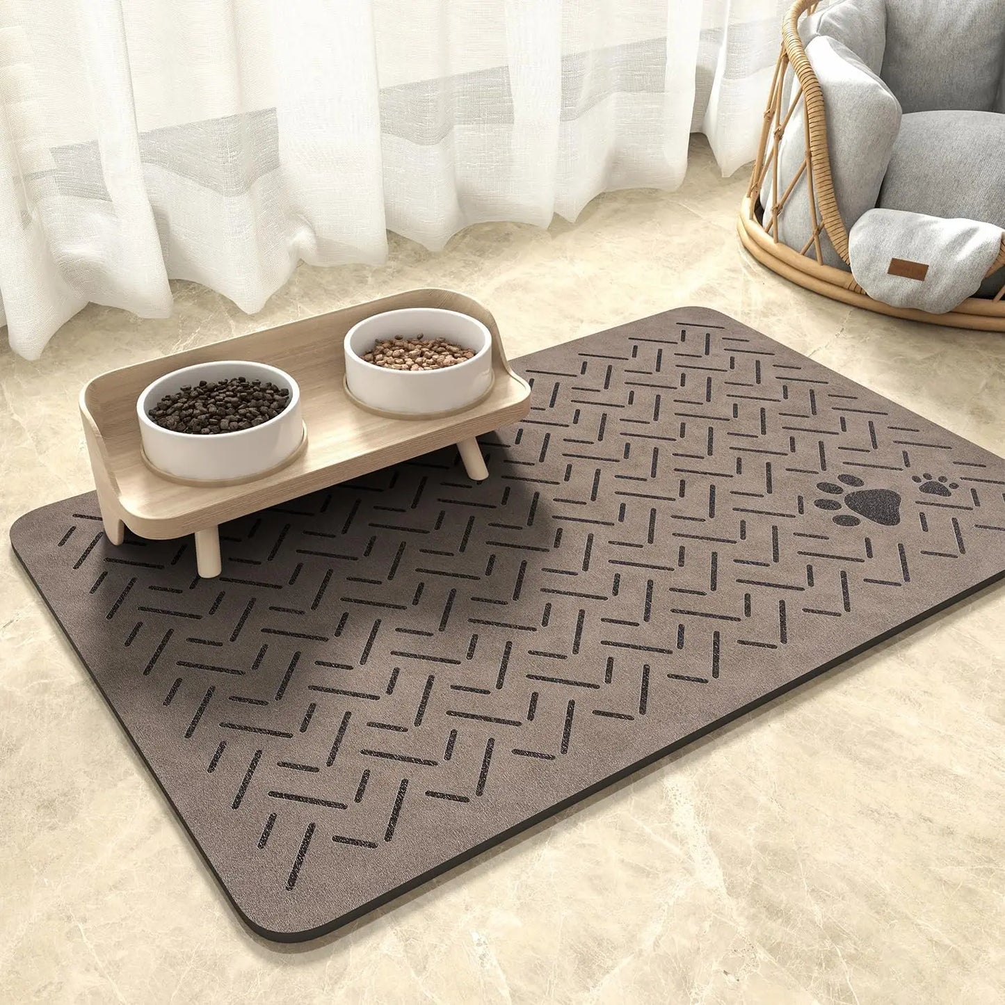 Absorbent Pet Feeding Mat-No Stains Quick Dry Dog Mat for Food and Water Bowl-Rubber Backing Dog Food Mat for Messy Drinkers