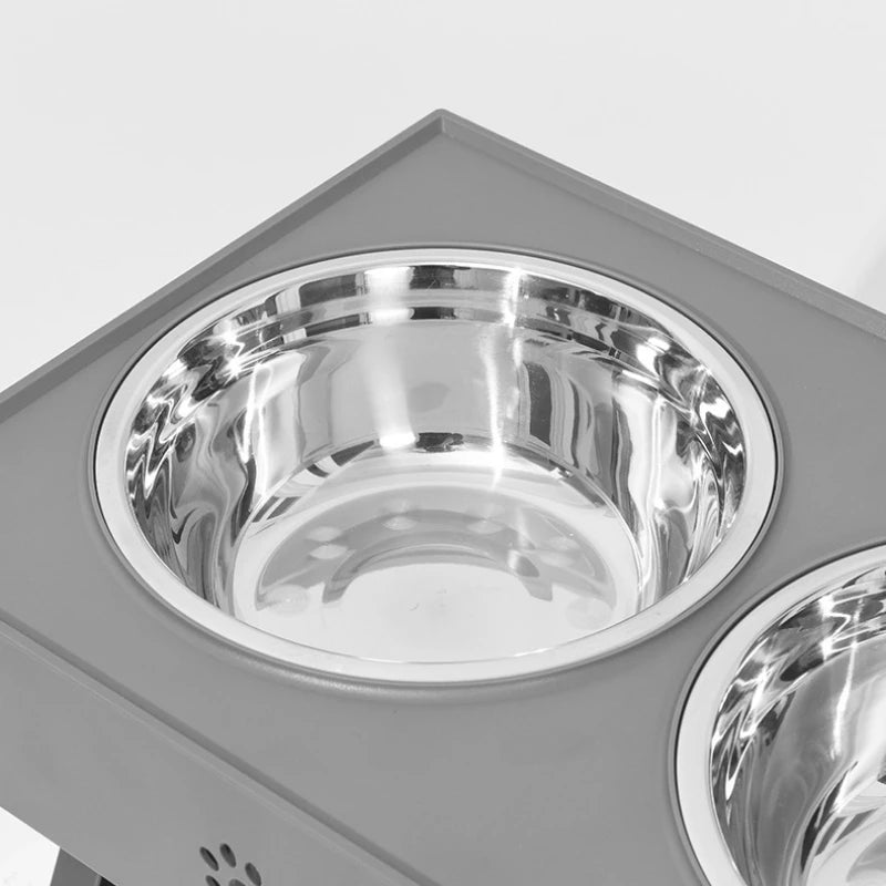 Stainless Steel Pet Bowl  Easy-Clean Dog Food Dish  Adjustable Height Dual Bowl  Anti-Slip Feeding Station for Pets