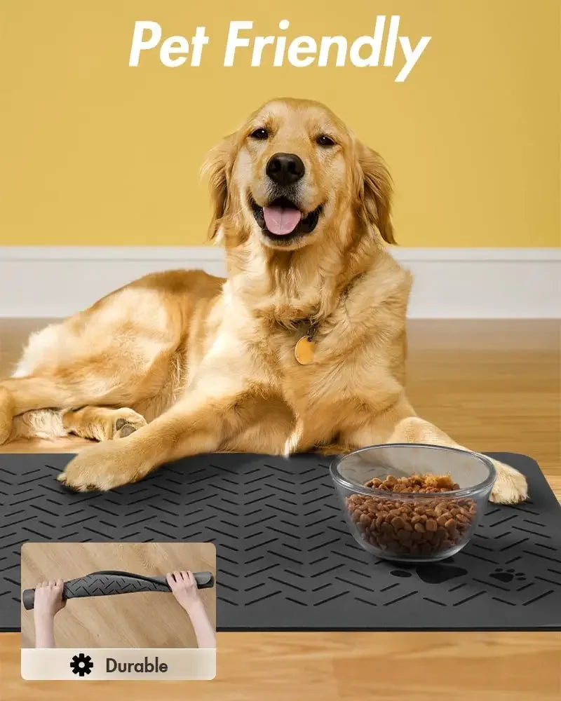 Absorbent Pet Feeding Mat-No Stains Quick Dry Dog Mat for Food and Water Bowl-Rubber Backing Dog Food Mat for Messy Drinkers