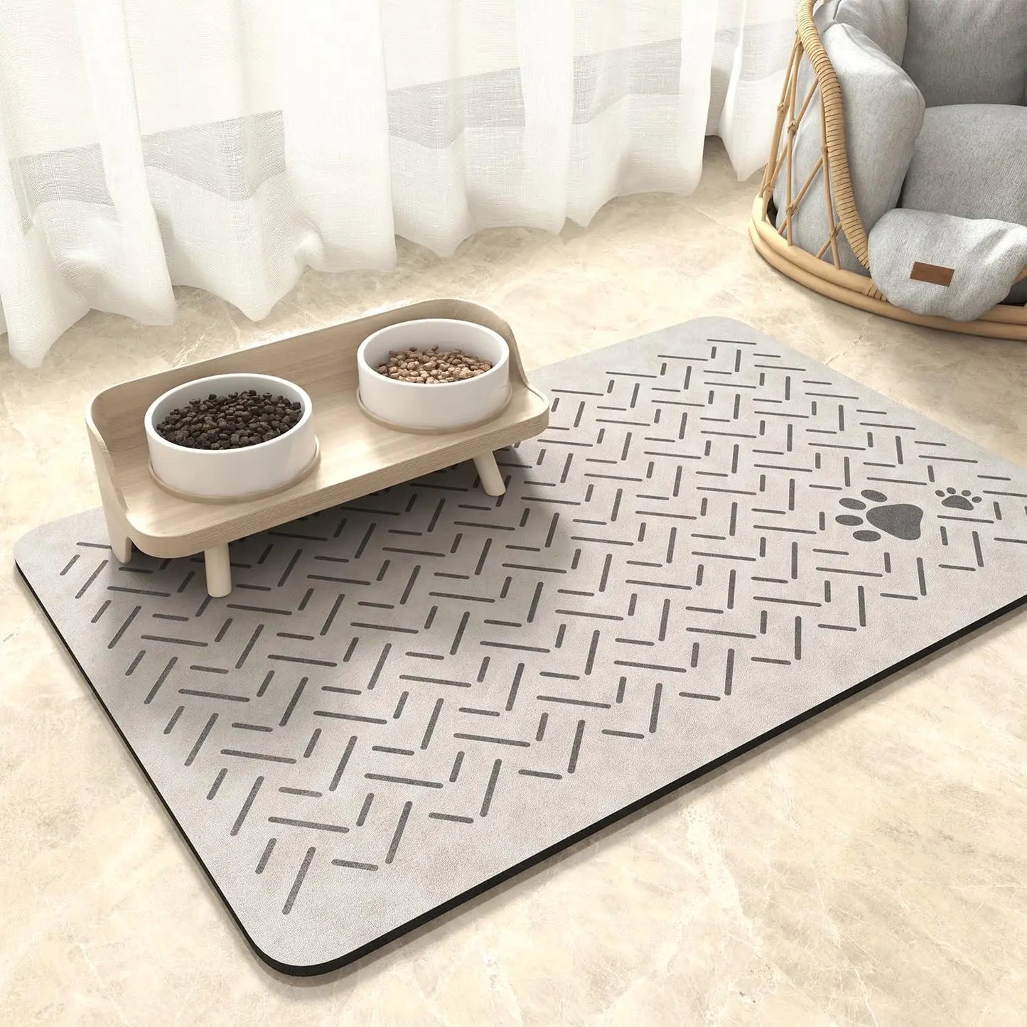 Absorbent Pet Feeding Mat-No Stains Quick Dry Dog Mat for Food and Water Bowl-Rubber Backing Dog Food Mat for Messy Drinkers