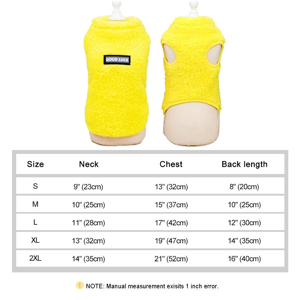 Warm Pet Clothes Soft Coral Fleece Dog Vest Coat Long Fur Cat Sweater Apparel For Chihuahua Yorkie Terrier Shih Tzu Pet Outfit