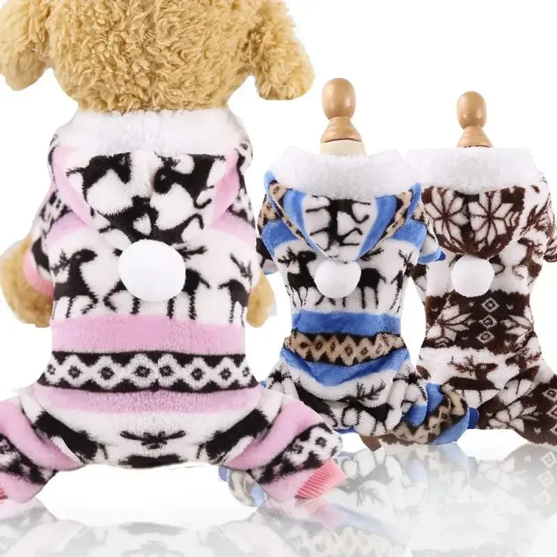 1PC Pet Dog Warm Clothes Puppy Jumpsuit Hoodie Coat Doggy Apparel Coral Fleece Warm Clothes Teddy XS-XXL Sweaters for Pets