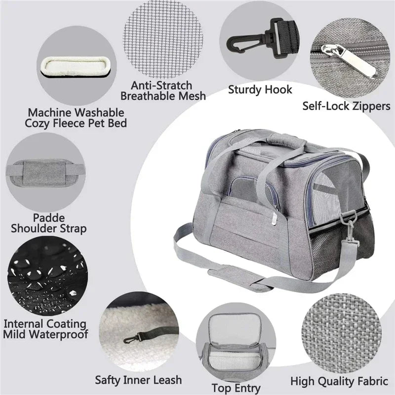 Dog Carrier Bag With Thick Cotton Cushion Pet Aviation Backpack Anti-suffocation Portable Travel Bag Pet Dog Bag Mesh Outdoor