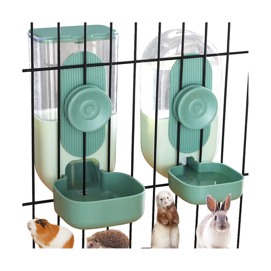 Hanging Automatic Pet Food Water Dispenser, Auto Gravity Pet Feeder and Waterer Set, Cage Food Bowl Dog Feeding Station