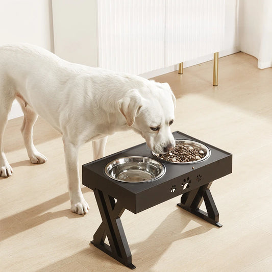 Stainless Steel Pet Bowl  Easy-Clean Dog Food Dish  Adjustable Height Dual Bowl  Anti-Slip Feeding Station for Pets