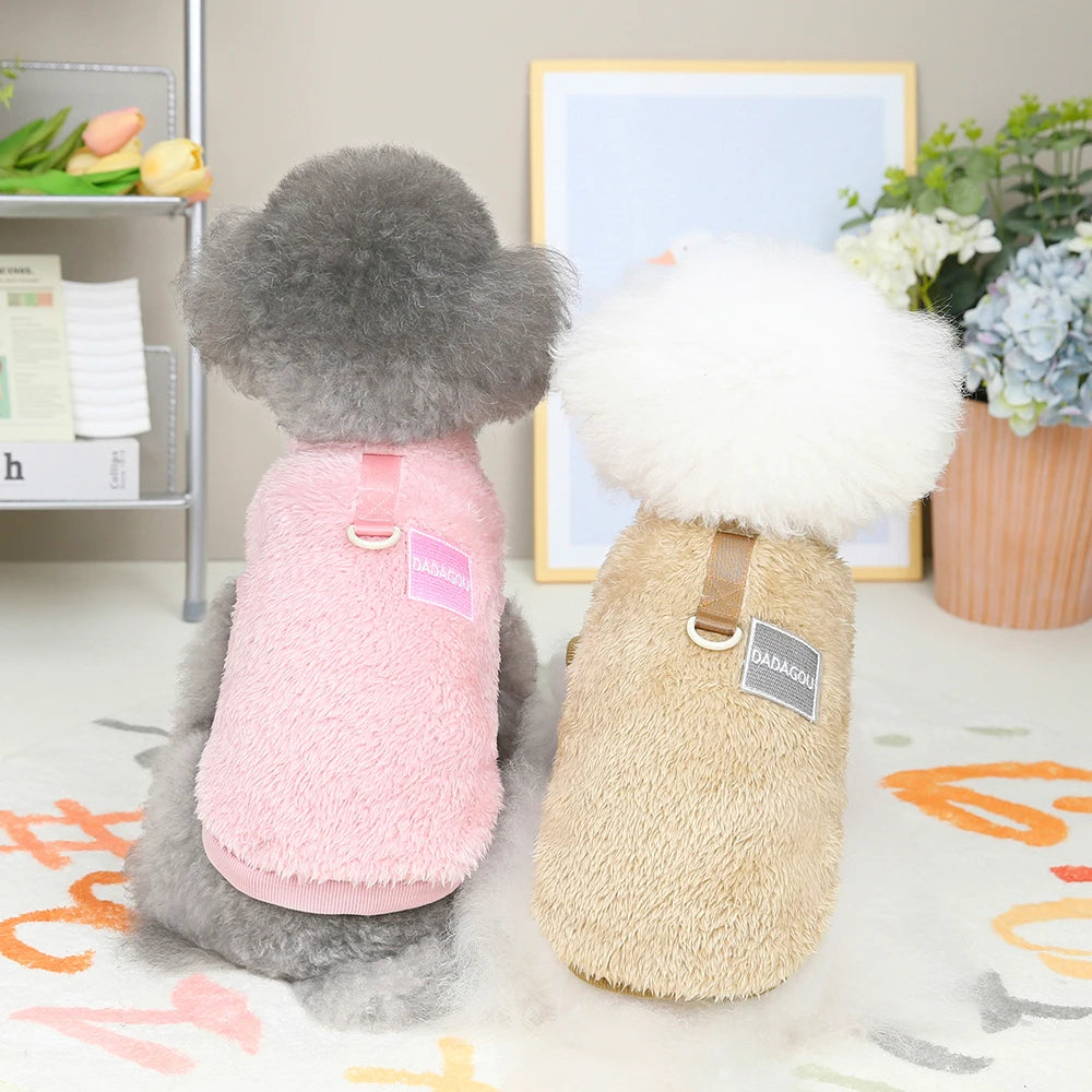 Warm Pet Clothes Soft Coral Fleece Dog Vest Coat Long Fur Cat Sweater Apparel For Chihuahua Yorkie Terrier Shih Tzu Pet Outfit