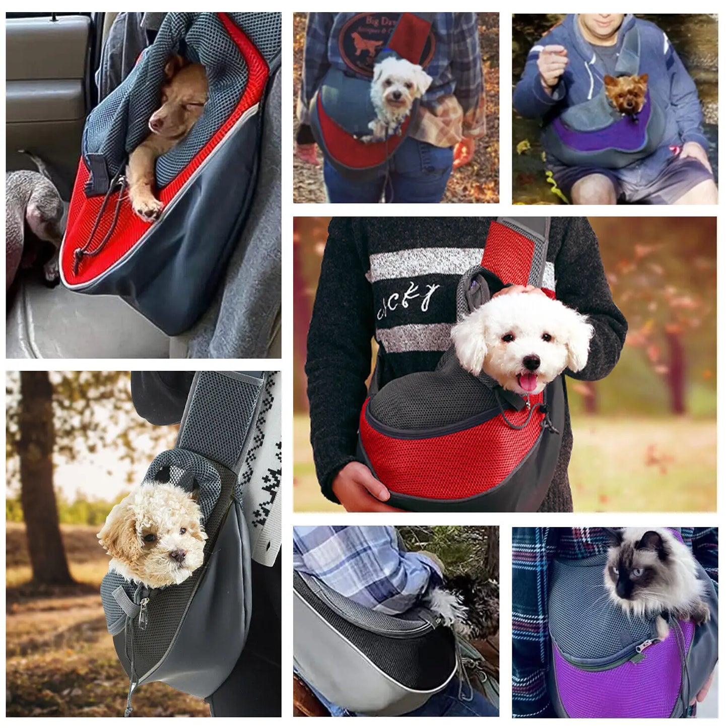 Pet Dog Carrier Bag Sling Messenger Bag Portable Comfortable Breathable Hand Free Shoulder Crossbody Bag for Nylon Mesh Fabric