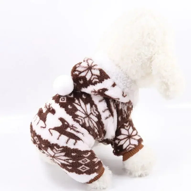 1PC Pet Dog Warm Clothes Puppy Jumpsuit Hoodie Coat Doggy Apparel Coral Fleece Warm Clothes Teddy XS-XXL Sweaters for Pets